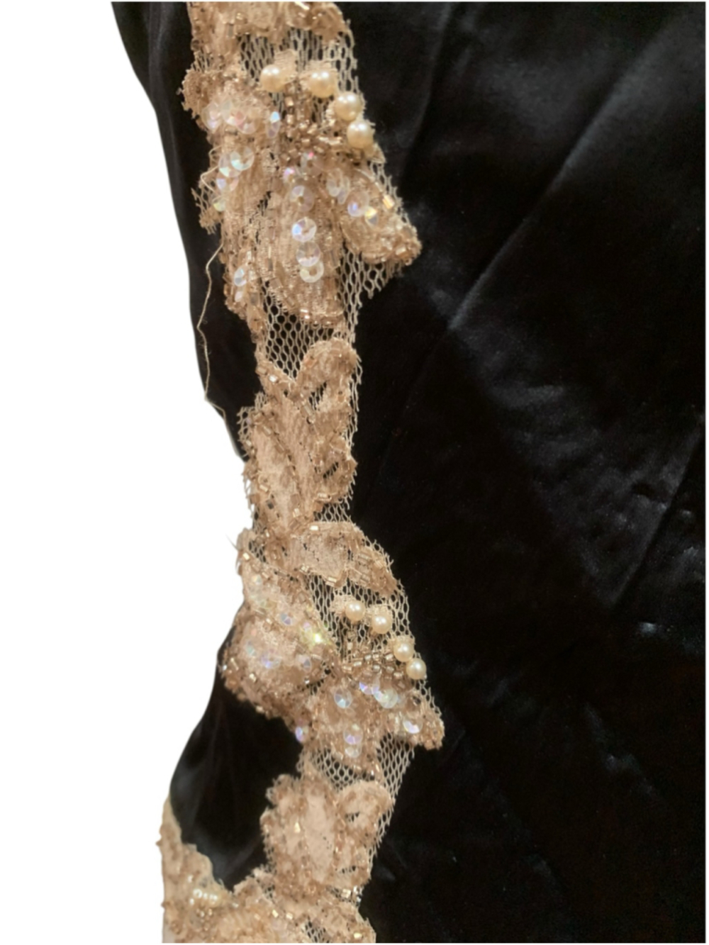 Vtg Y2K Women's Cache Black and Gold Beaded Lace Top, Size 12 - Picture 4 of 7